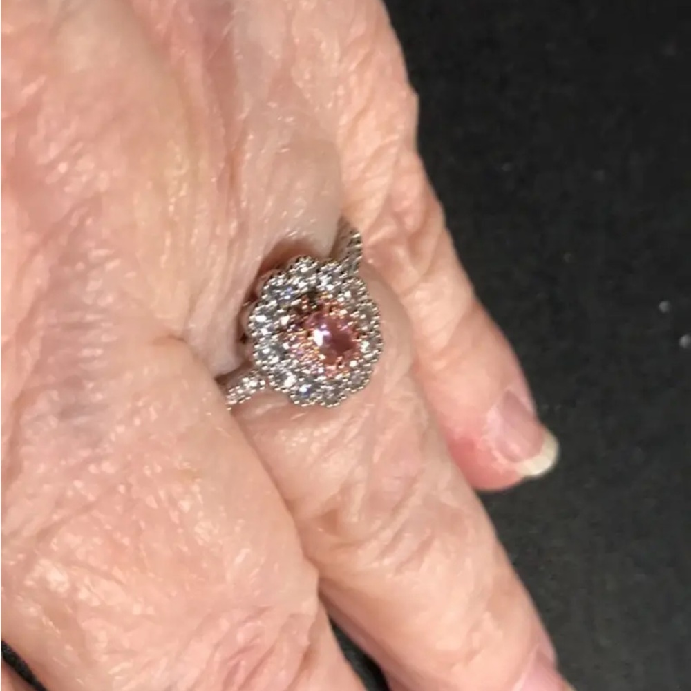 🆕 Beautiful Pink Moissanite Gemstone and Silver Engagement Band Ring - SIZE 7 - Picture 15 of 17